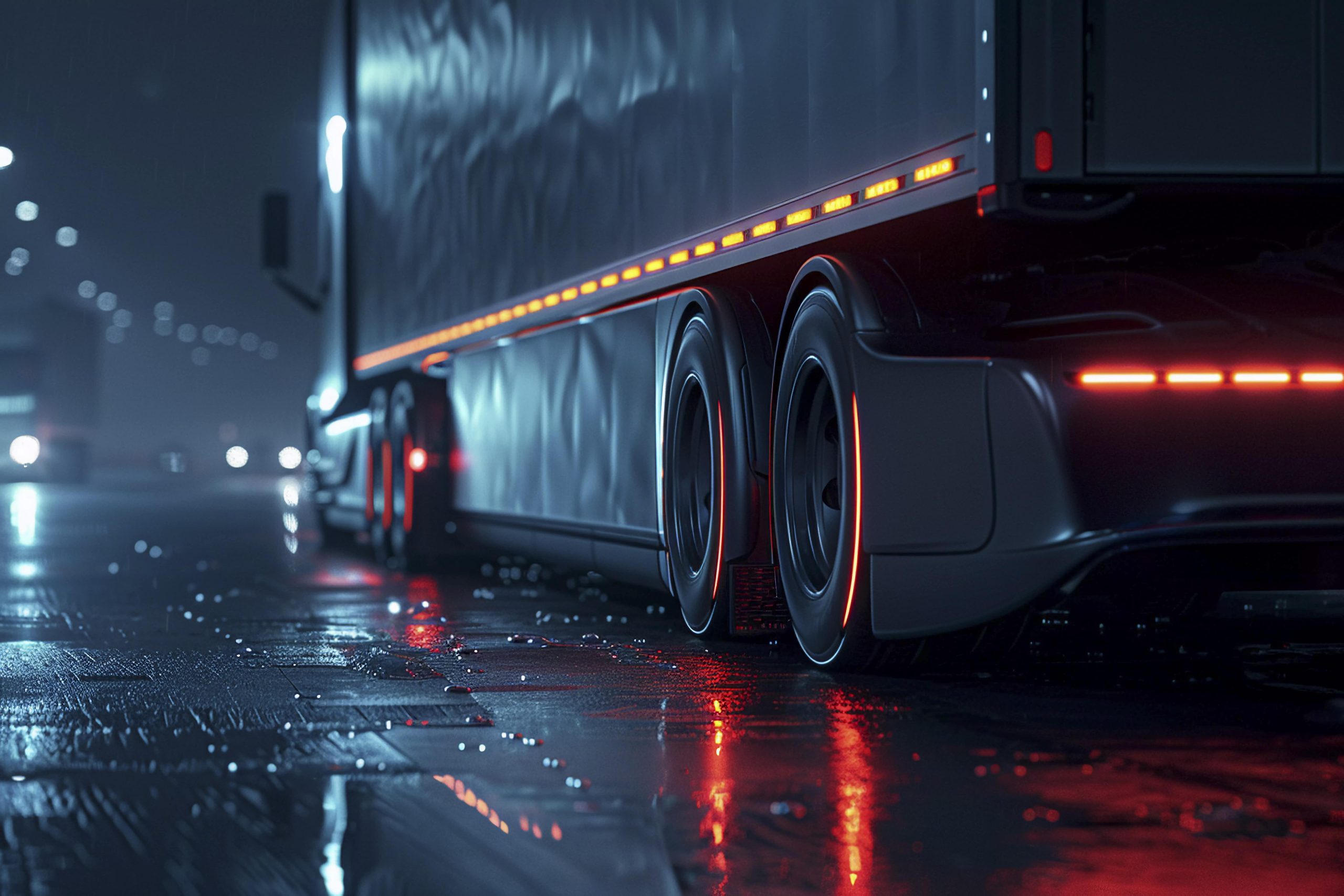 Logistics operations scene with trucks and shipping