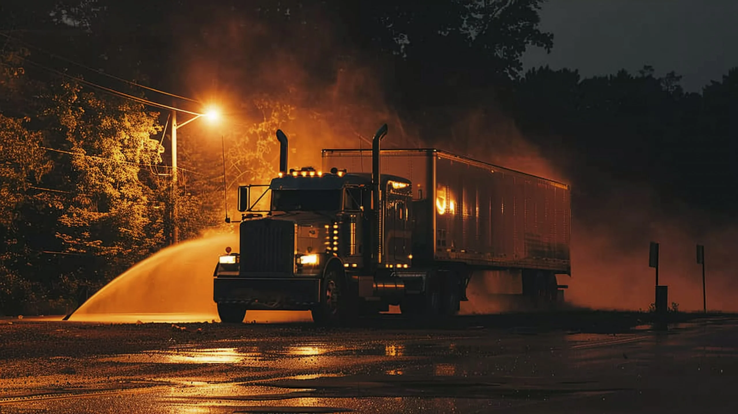 Truck journey on open highway
